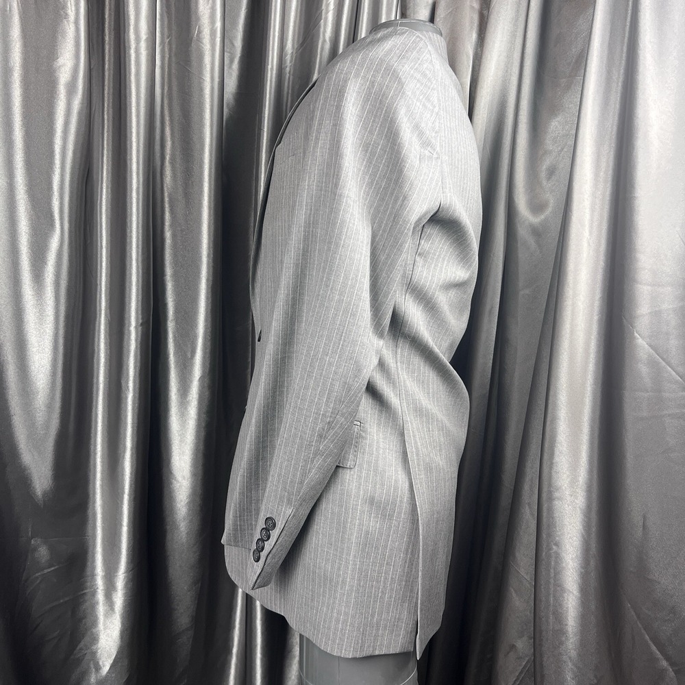 Brooks Brothers Regent Fit 41L Men's Coat Jacket Gray Stripe Tollegno 1900 Italy - Picture 7 of 16